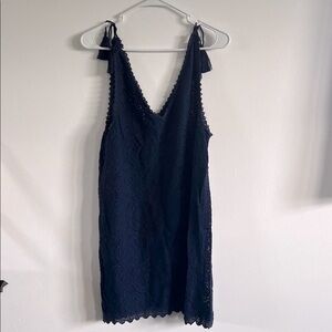 Aerie Navy Lace Knit / Crochet Mini Dress Beach Cover-Up